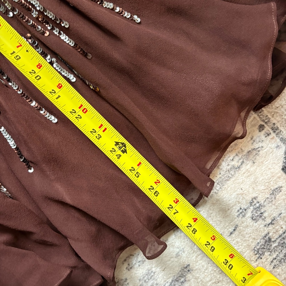 Sherri Hill sparkle glitter pageant prom formal dress brown mocha size 6 silk - Picture 8 of 13